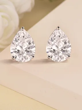 1 Carat American Diamond Sterling Silver Studs In Pear Shape