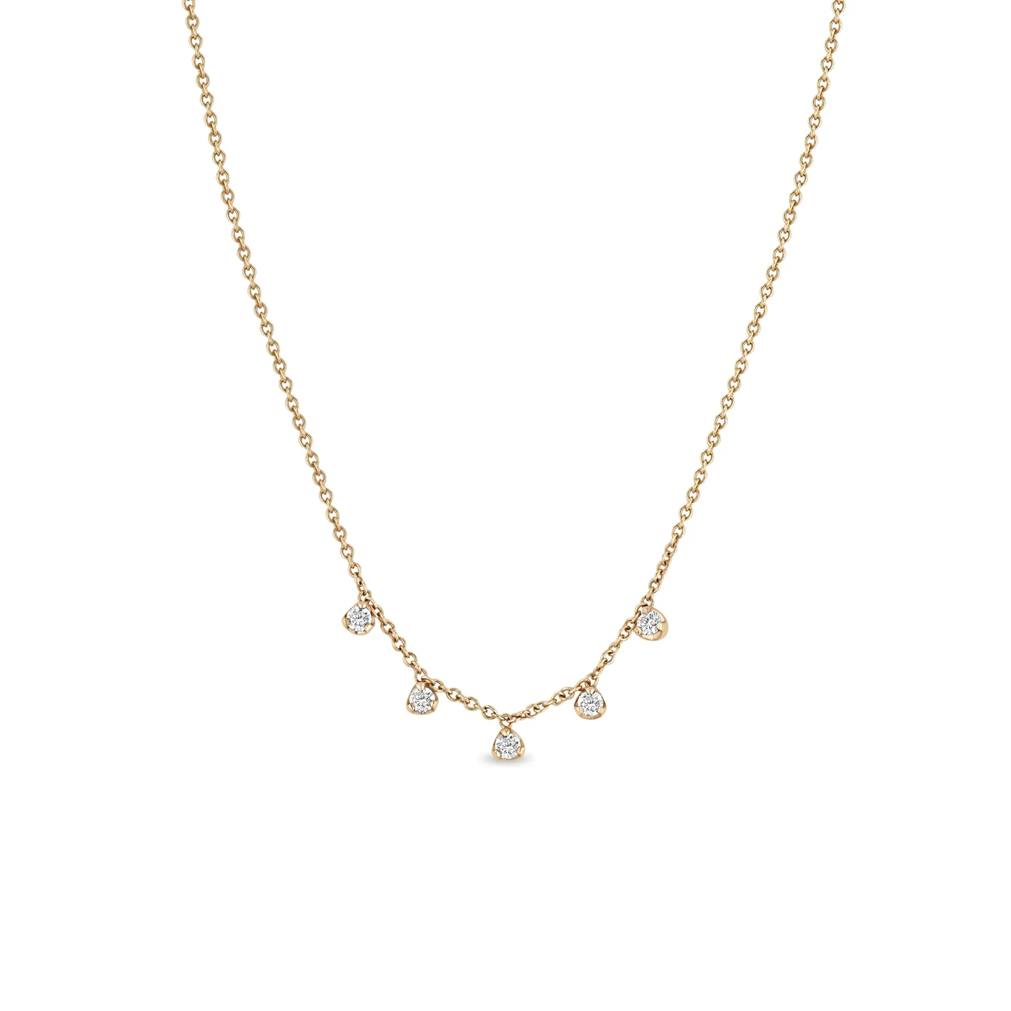 14k 5 Prong Set Diamond Station Necklace