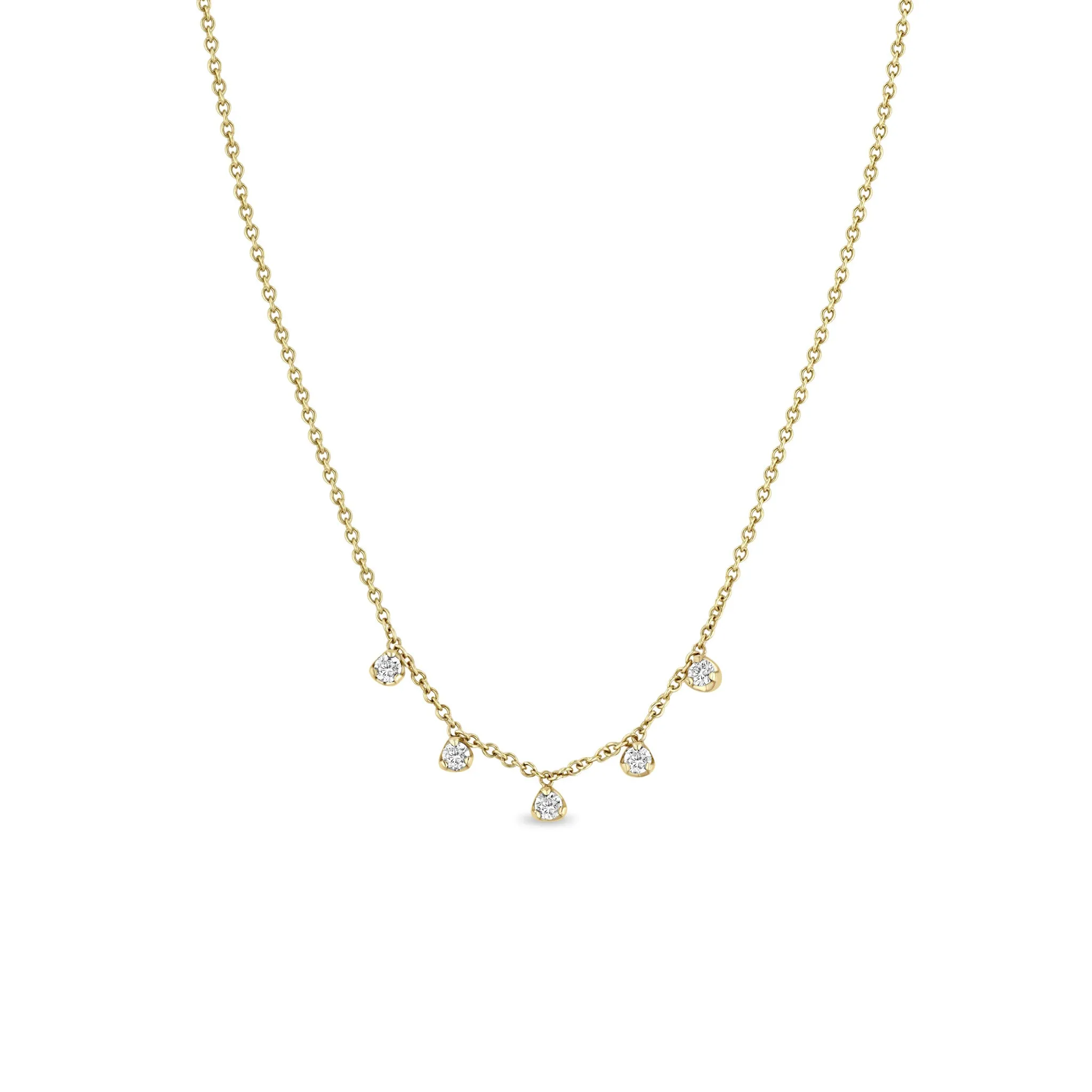 14k 5 Prong Set Diamond Station Necklace