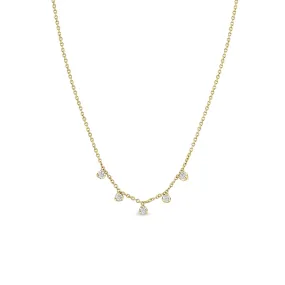 14k 5 Prong Set Diamond Station Necklace