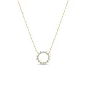 14k Prong Diamond Circle Necklace