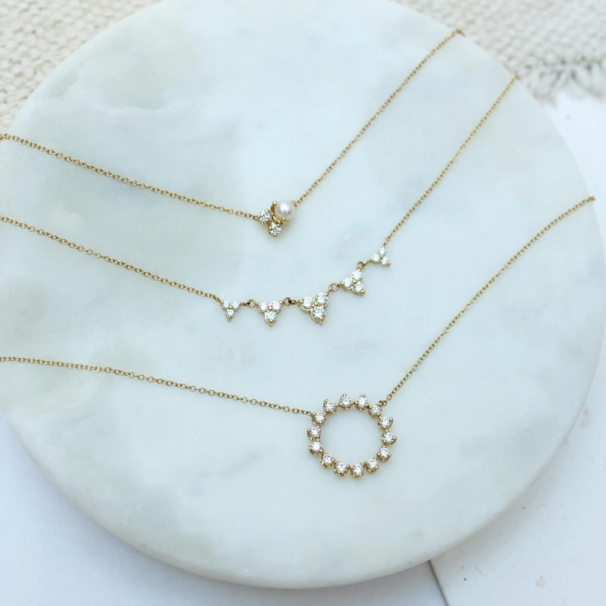 14k Prong Diamond Circle Necklace