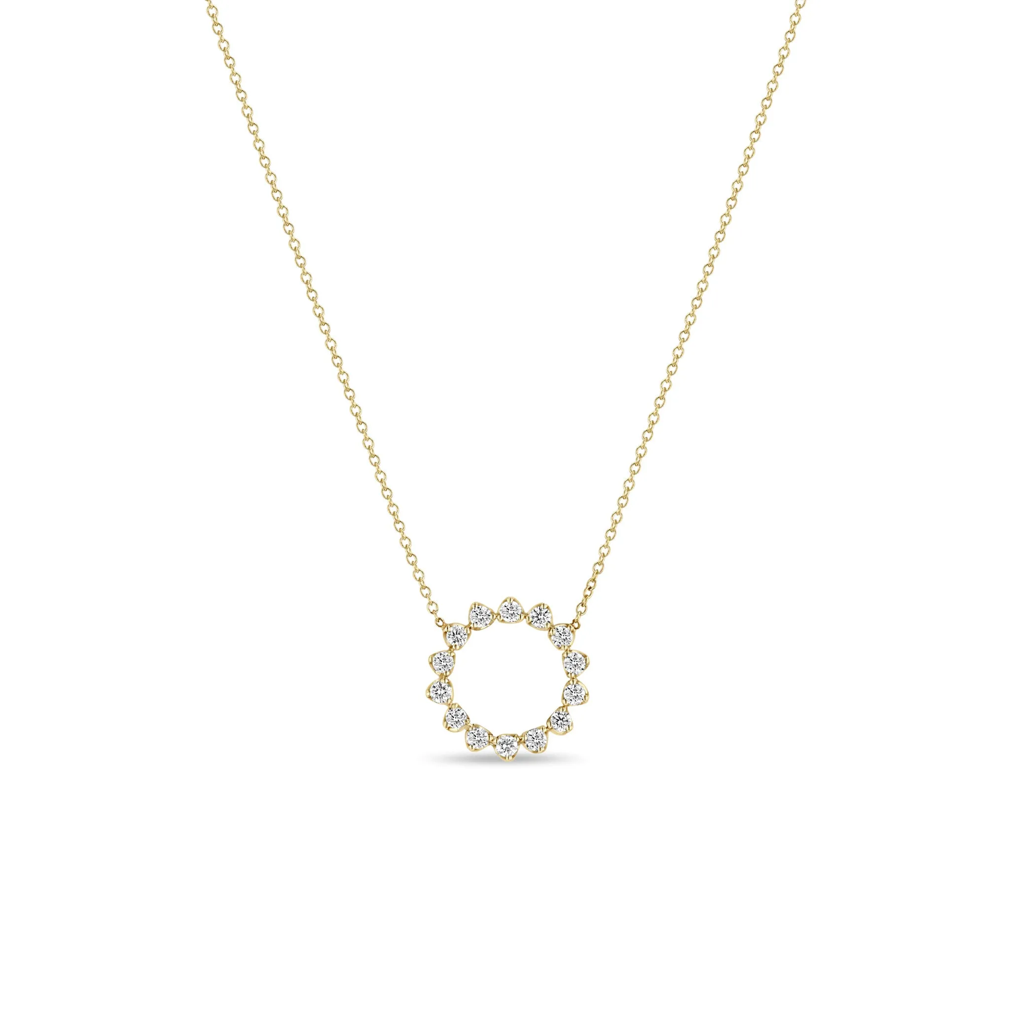 14k Prong Diamond Circle Necklace