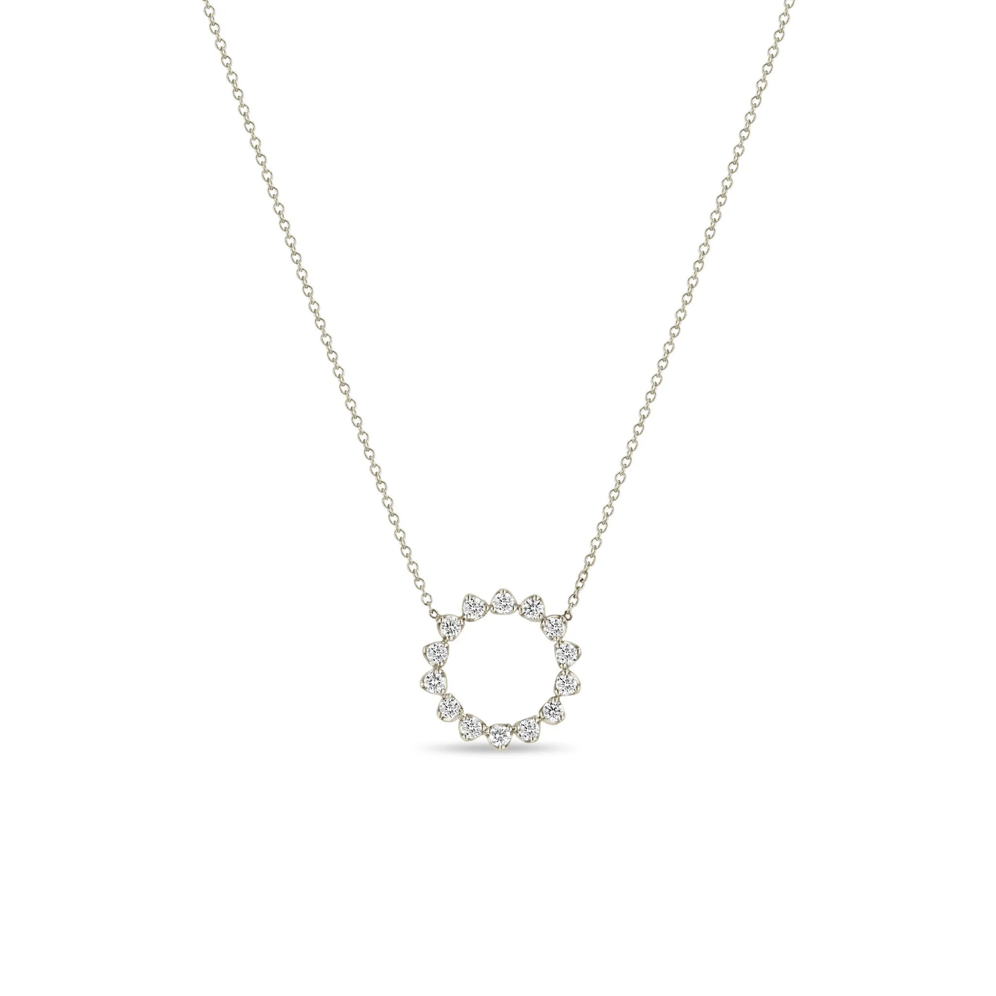 14k Prong Diamond Circle Necklace