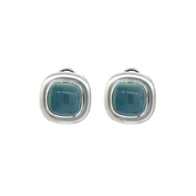 14KT W/G Aquamarine Cabochon Earrings