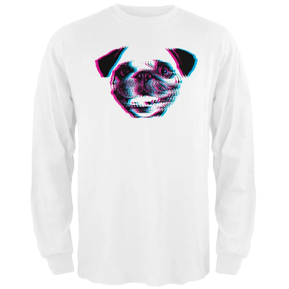 3D Pug Face Black Adult Long Sleeve T-Shirt