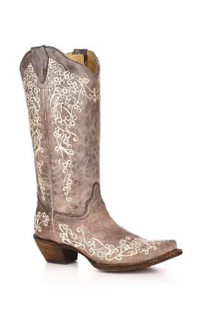 A1094 - Cuadra brown western cowgirl leather snip boots for women