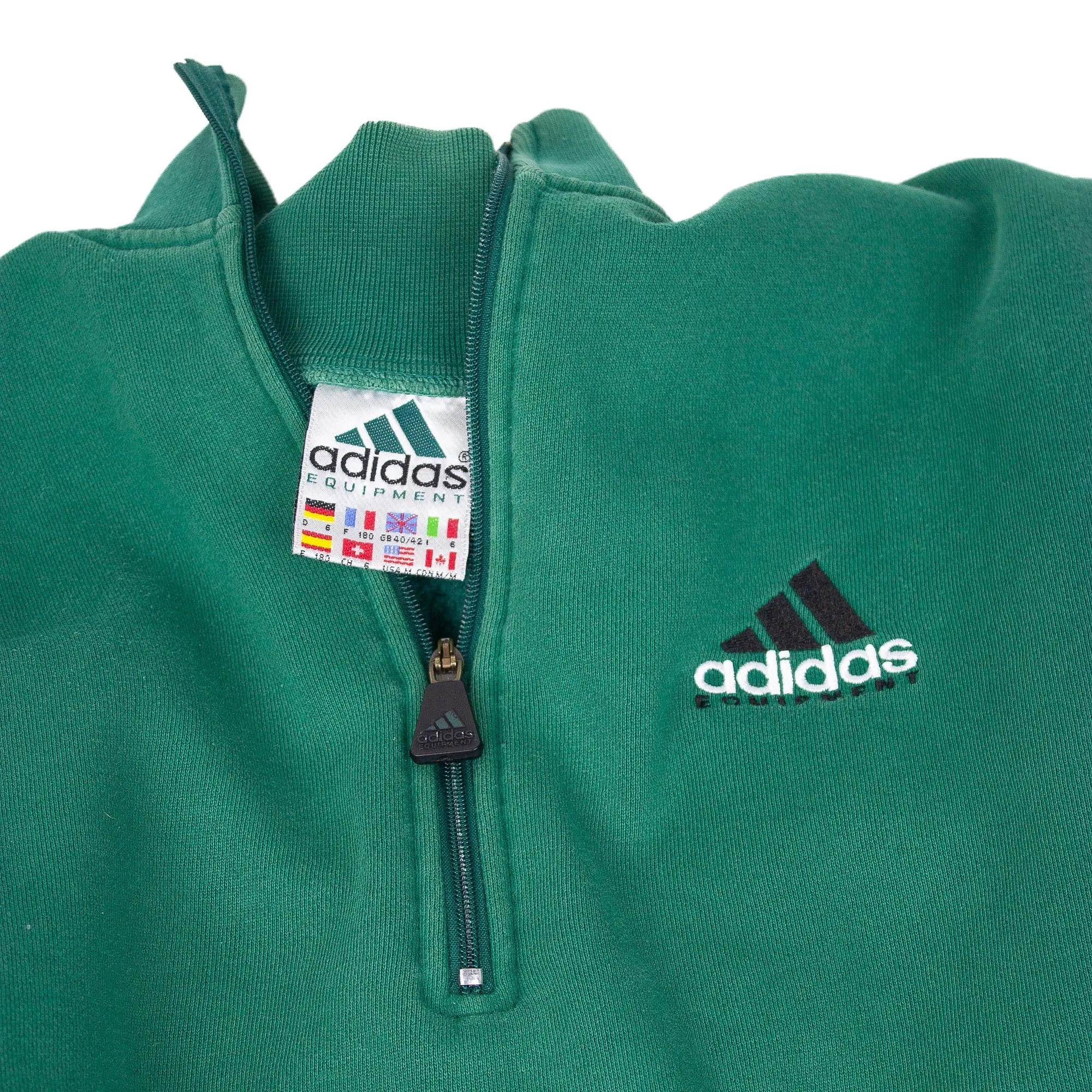 Adidas Equipment 90s Embroidered Spellout 1/4-Zip Sweatshirt (M)