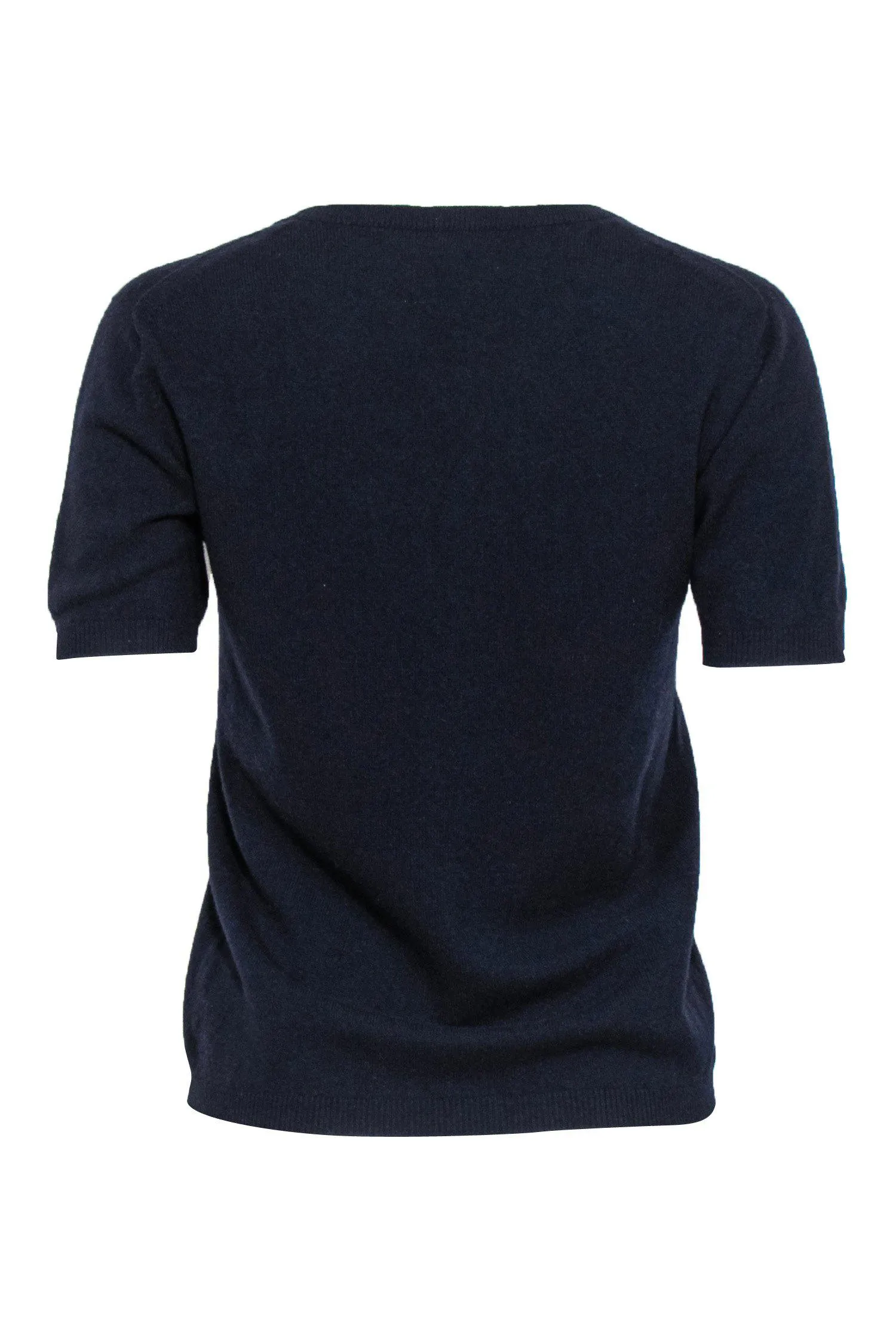 Agnona - Navy Short Sleeve Wool Blend Sweater Sz L