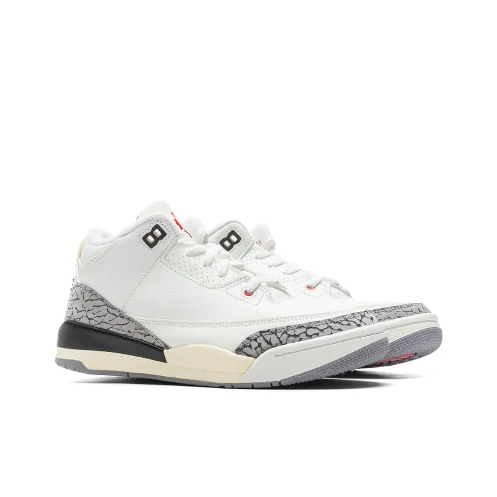 Air Jordan 3 Retro (PS) White Cement Reimagined - Summit White/Fire Red