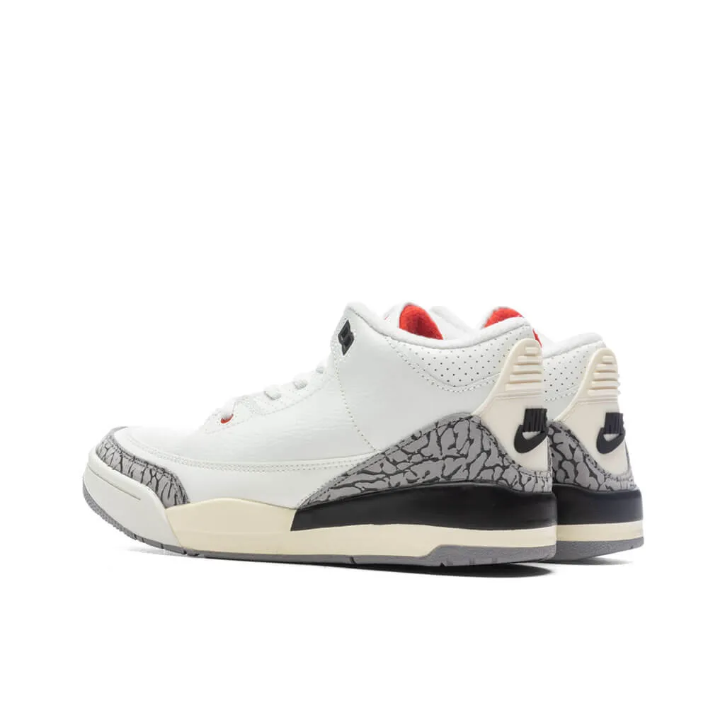 Air Jordan 3 Retro (PS) White Cement Reimagined - Summit White/Fire Red