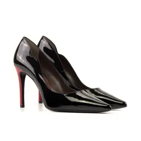 Ambrogio Bespoke Custom Women's Shoes Black & Red Patent Leather Genoa Pumps (AMBW1128)