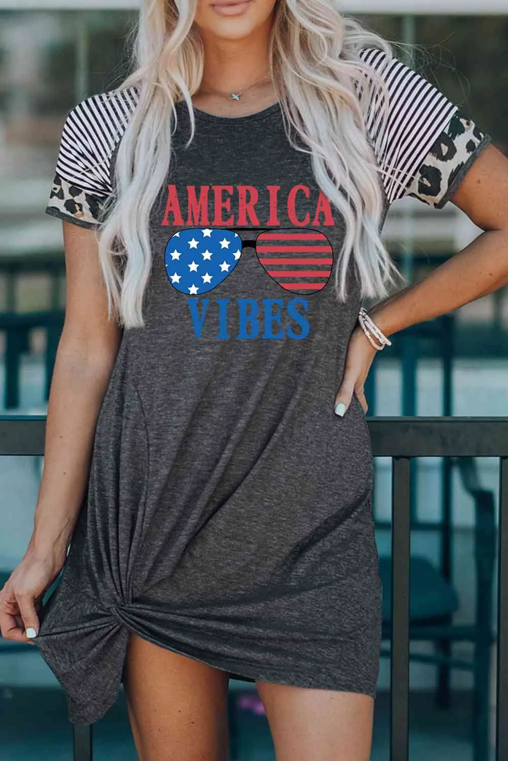 AMERICA VIBES Graphic Twisted Dress