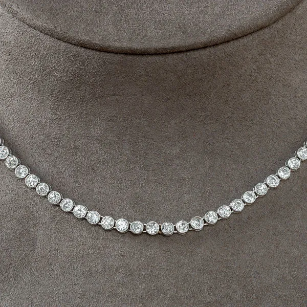 Art Deco Bezel Set Diamond Necklace