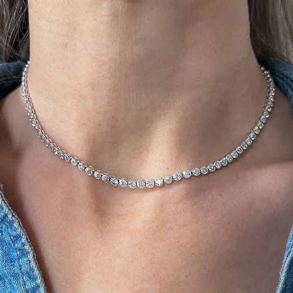 Art Deco Bezel Set Diamond Necklace