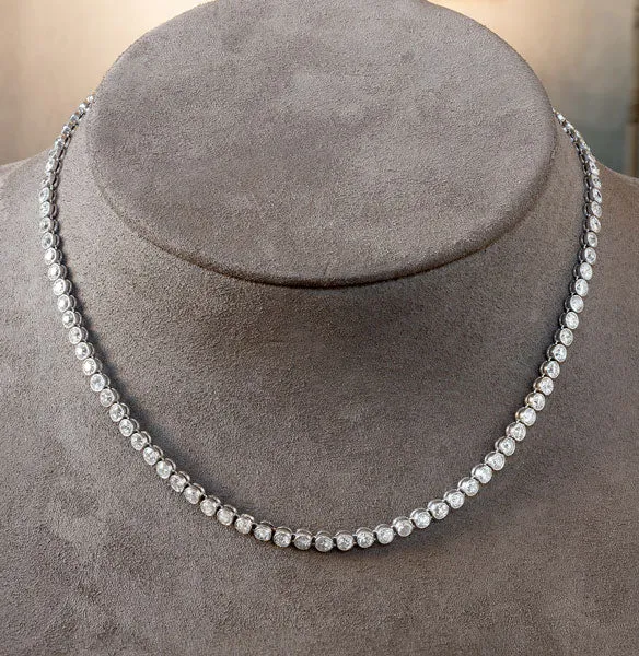 Art Deco Bezel Set Diamond Necklace