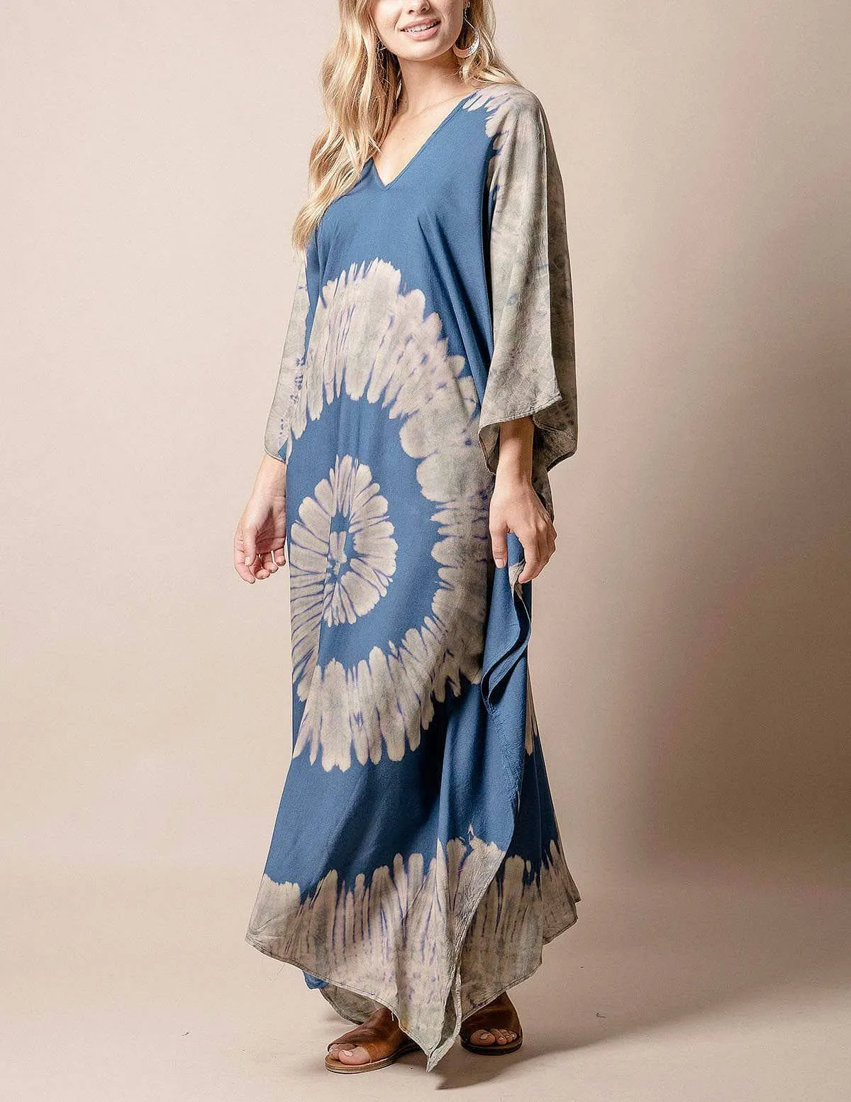 Aurora Tie-Dye Kaftan - Blue Teal