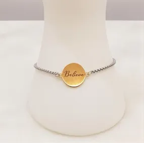 Believe Affirmation Slider Bracelet 2 Tone