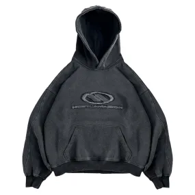 BLACK RIPPED LOGO HOODIE