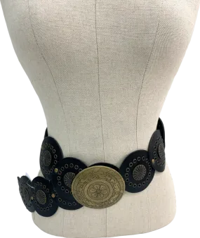 Black Rivet Embellished Disk Belt One Size