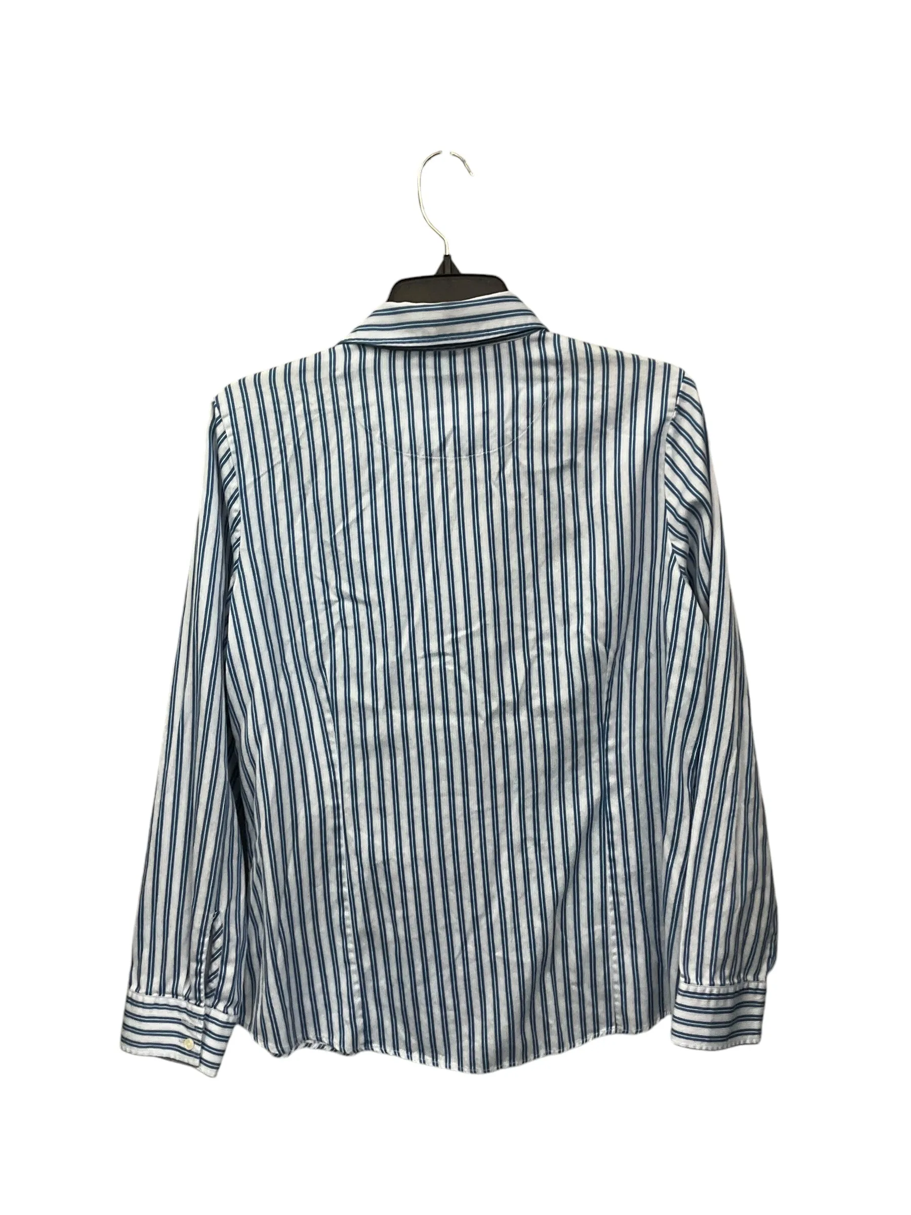 Blouse Long Sleeve By Clothes Mentor In Blue & White, Size: S