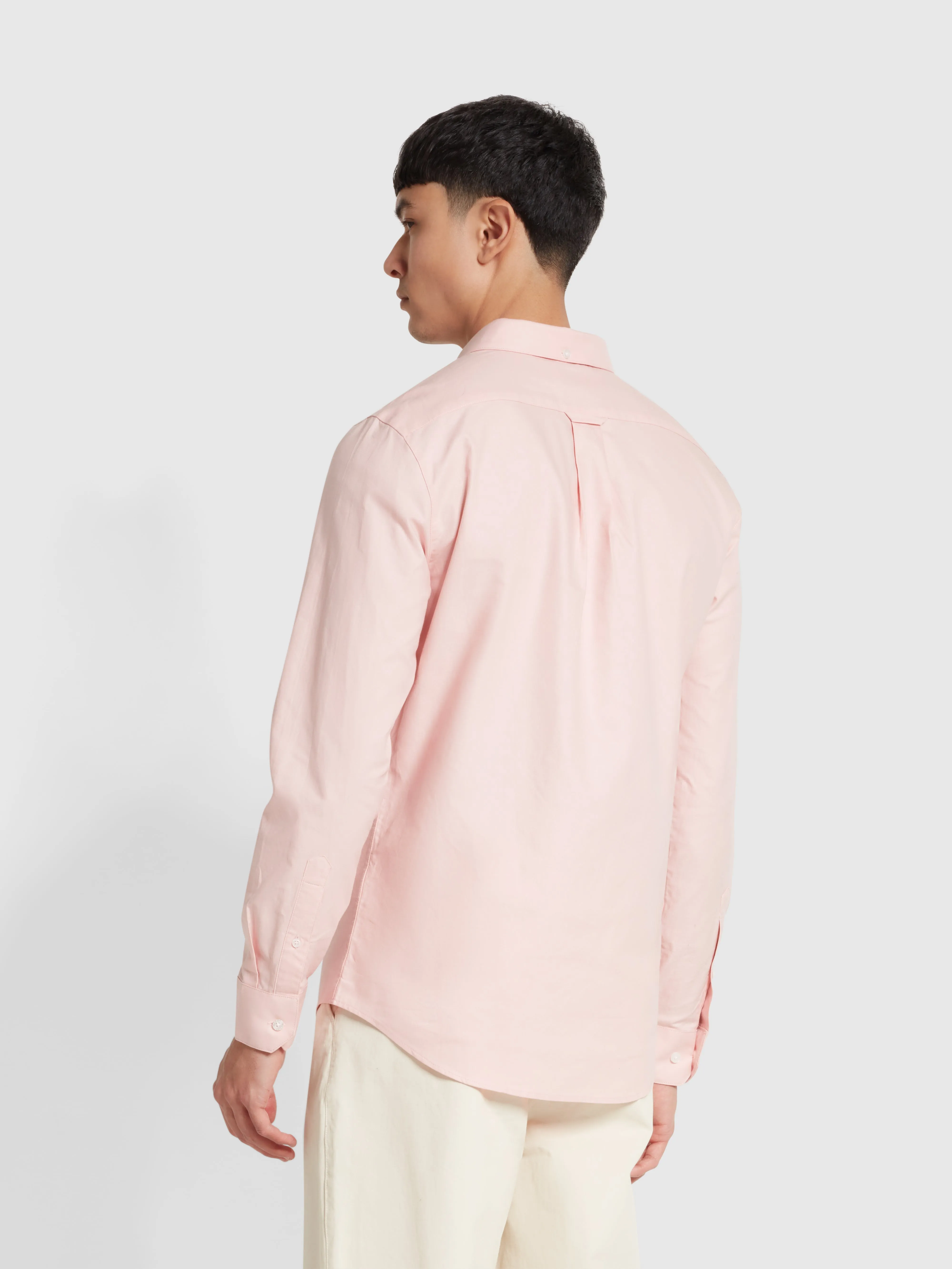 Brewer Slim Fit Organic Cotton Long Sleeve Shirt In Powder Pink