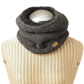 Charcoal neck warmer, Grey infinity scarf, fleece sherpa lined