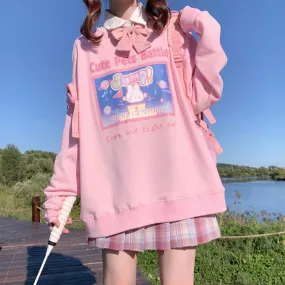 ''CUTE PETS BATTLE'' JAPANESE CUTE PINK OVERSIZE SWEATSHIRT BY900010