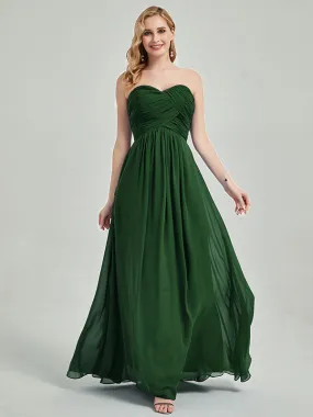 Dark Green  Sweetheart Strapless Chiffon Maternity Bridesmaid Dress