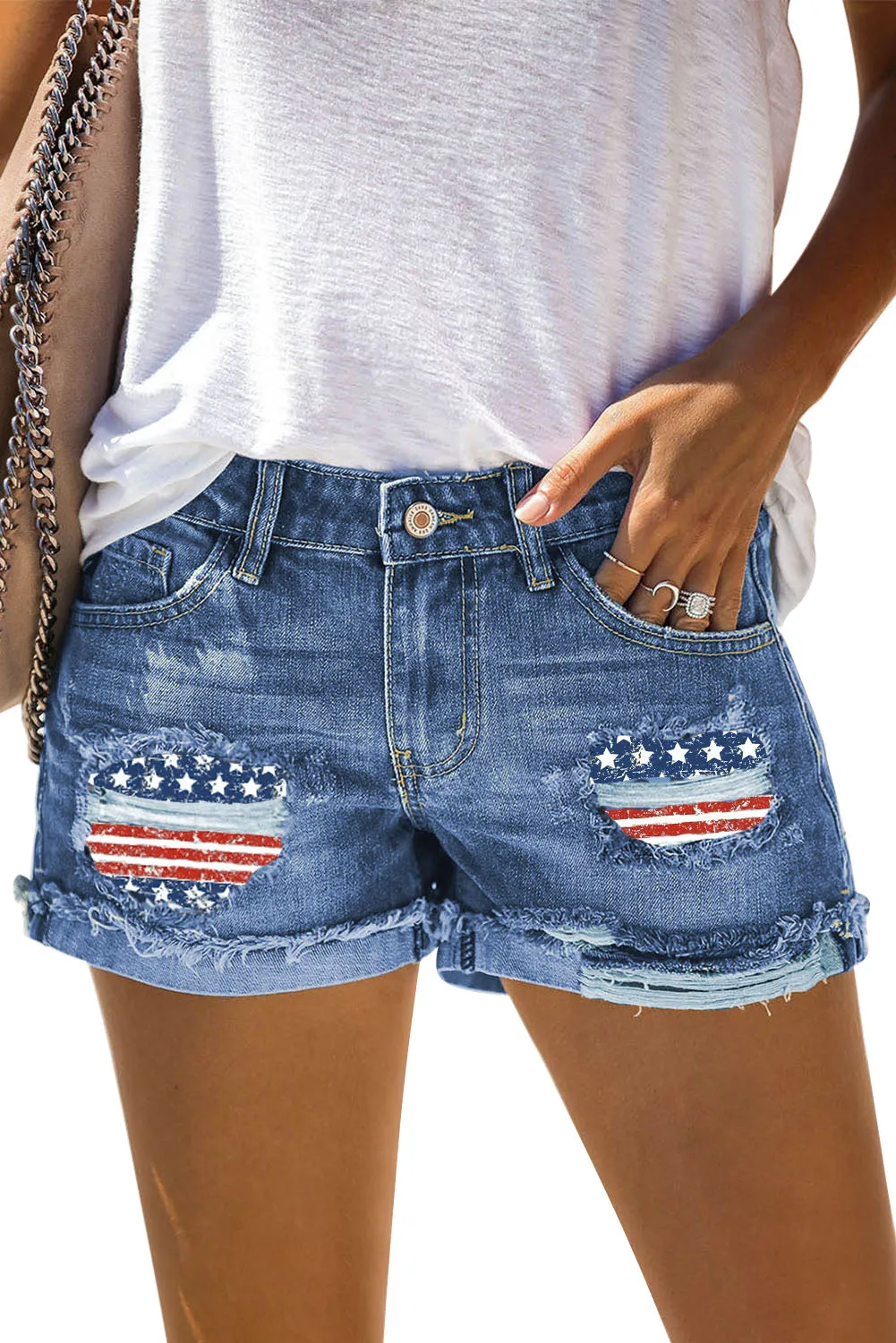 Denim Shorts Sexy Casual Summer Shorts Mid Rise Distressed Shorts