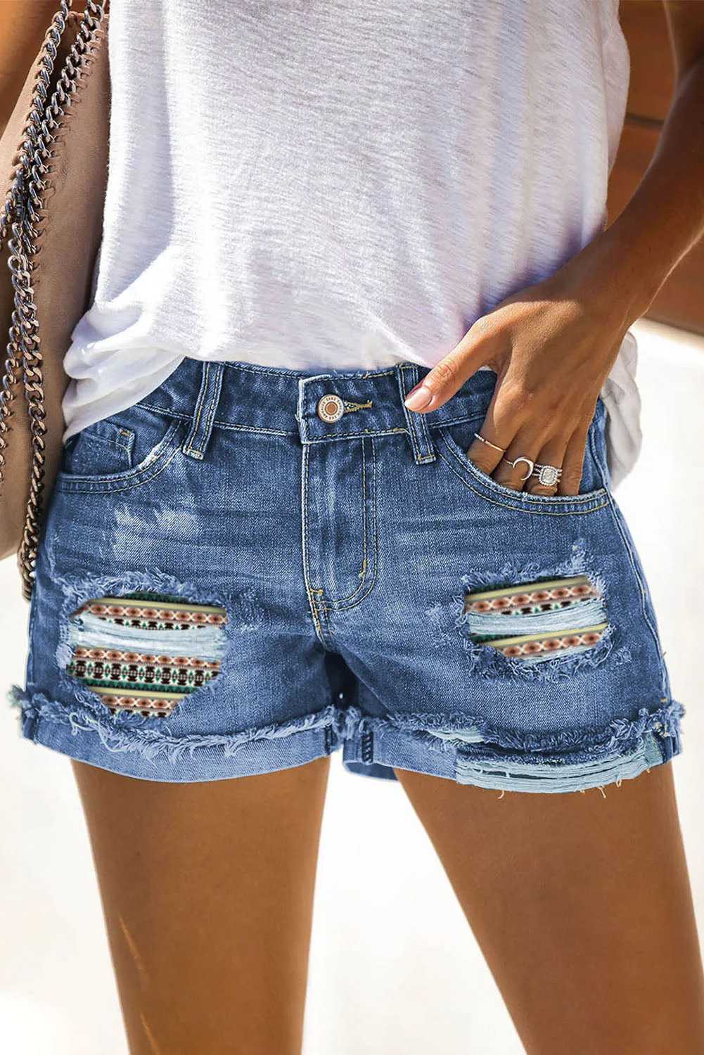 Denim Shorts Sexy Casual Summer Shorts Mid Rise Distressed Shorts