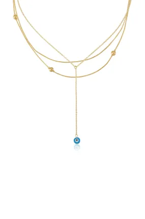 Evil Eye Layered Lariat Necklace Set