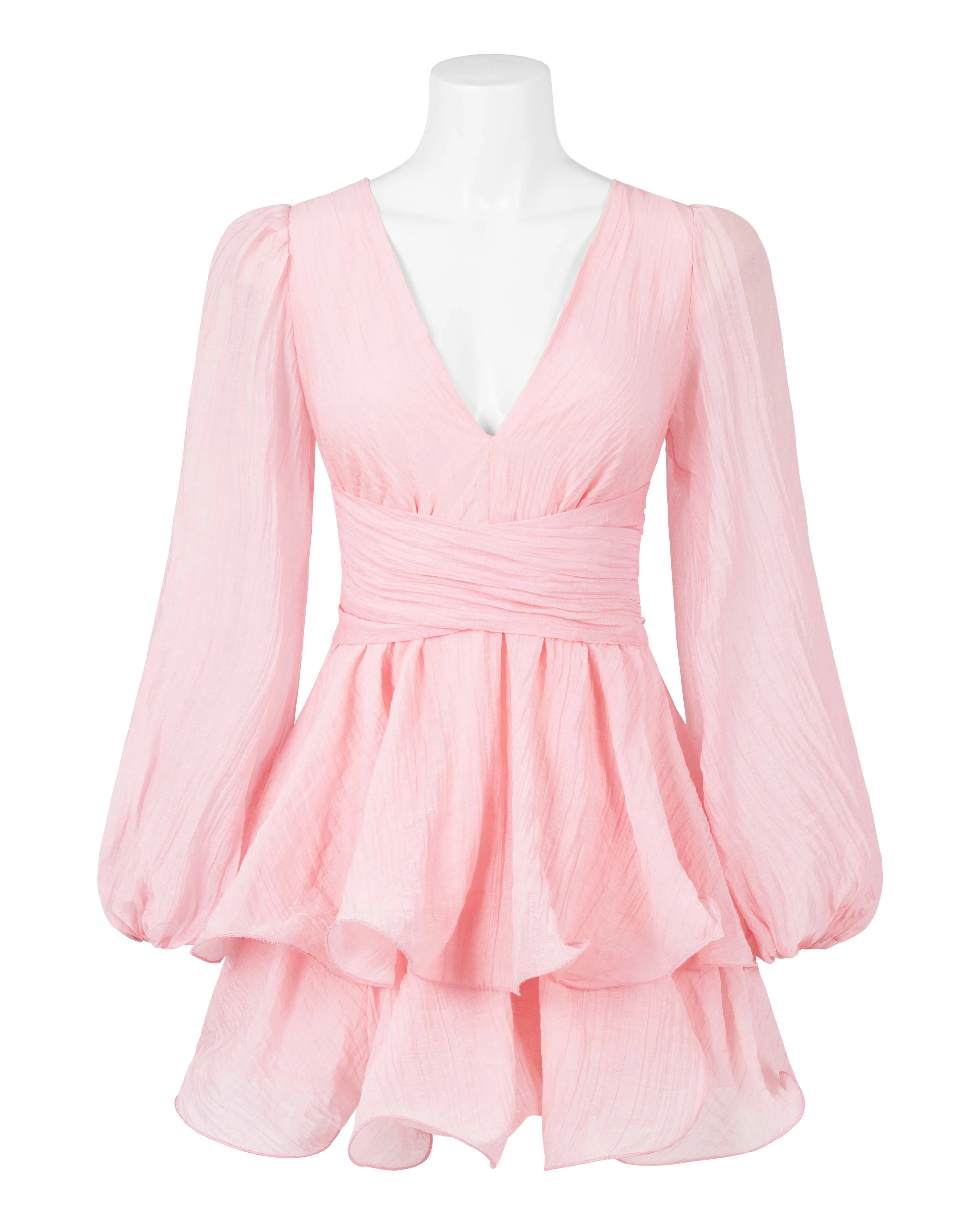 Femi Balloon Sleeves Mini Dress Pink