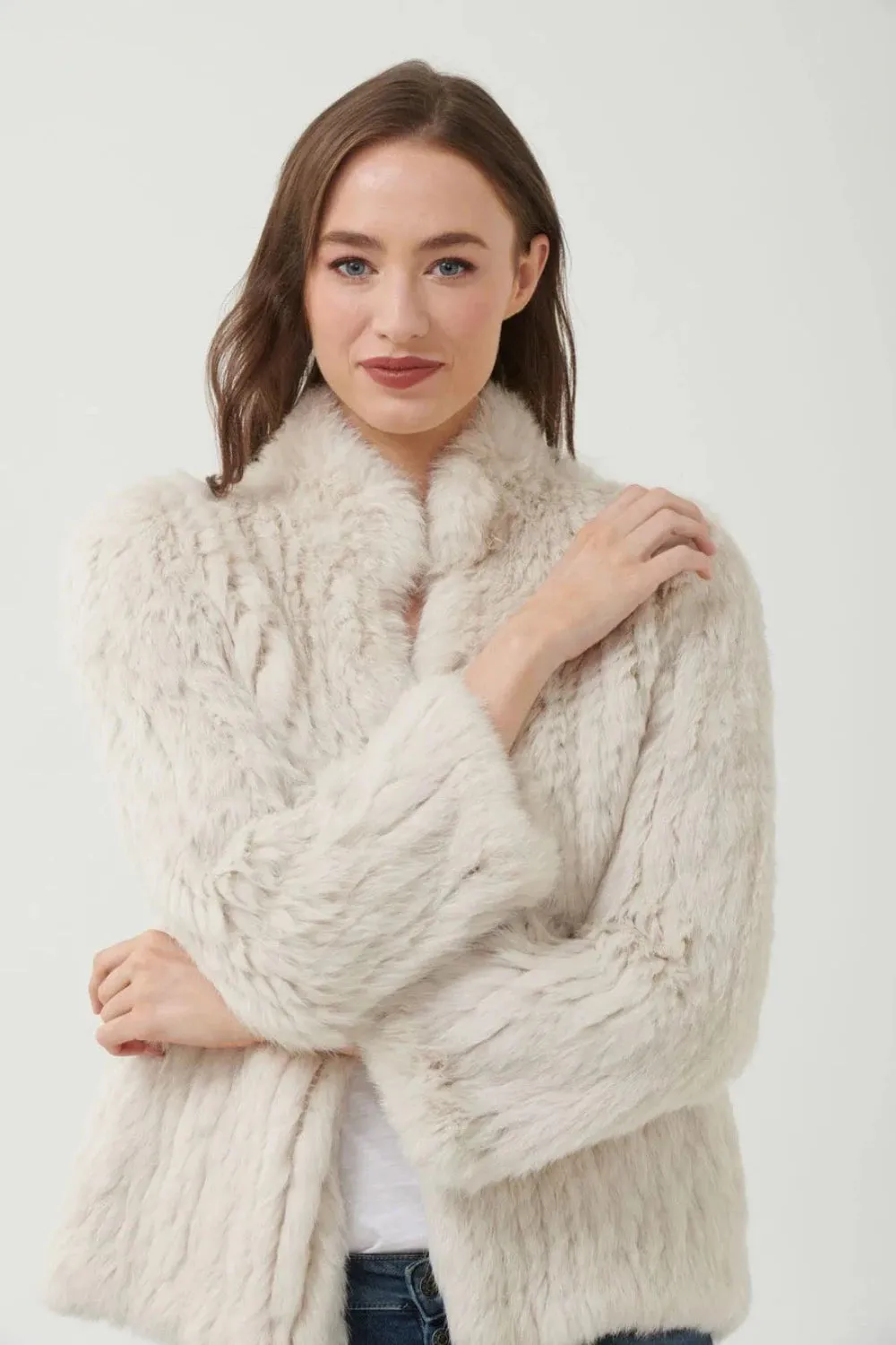 High neck fur jacket by 365 Days - Stone