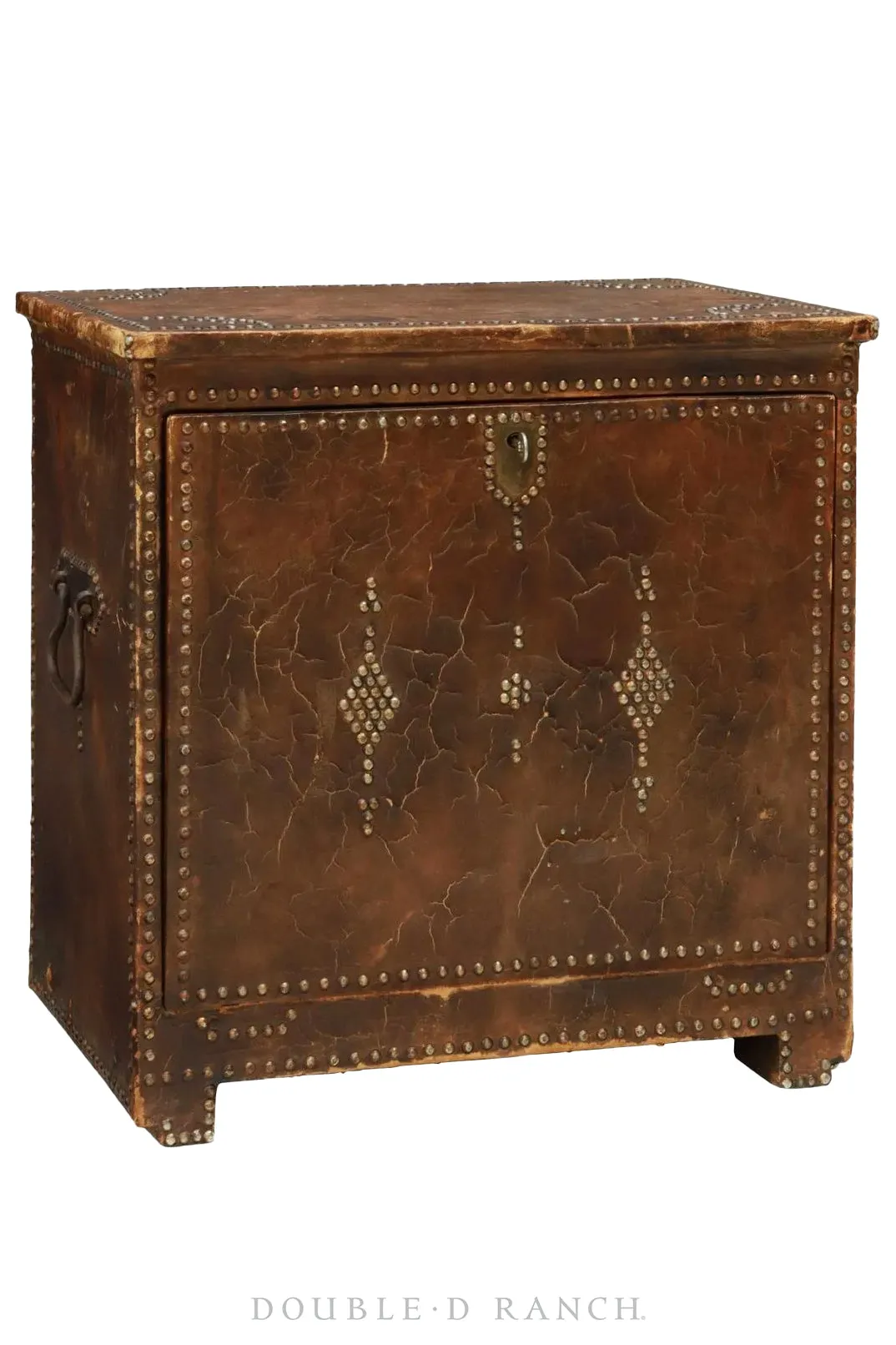 Home, Furniture, Chest, Fall Front, Leather with Nailheads, Spanish, Antique, late 19th c., 189