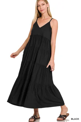 Hooked On You V-Neck Maxi Dress  Black