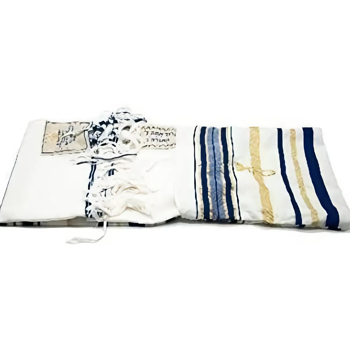 Large Messianic Tallit Prayer Shawl Talit Blue And Gold With Bag