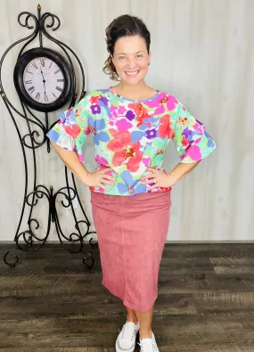 Lazy Summer Days Blue & Green Floral Top