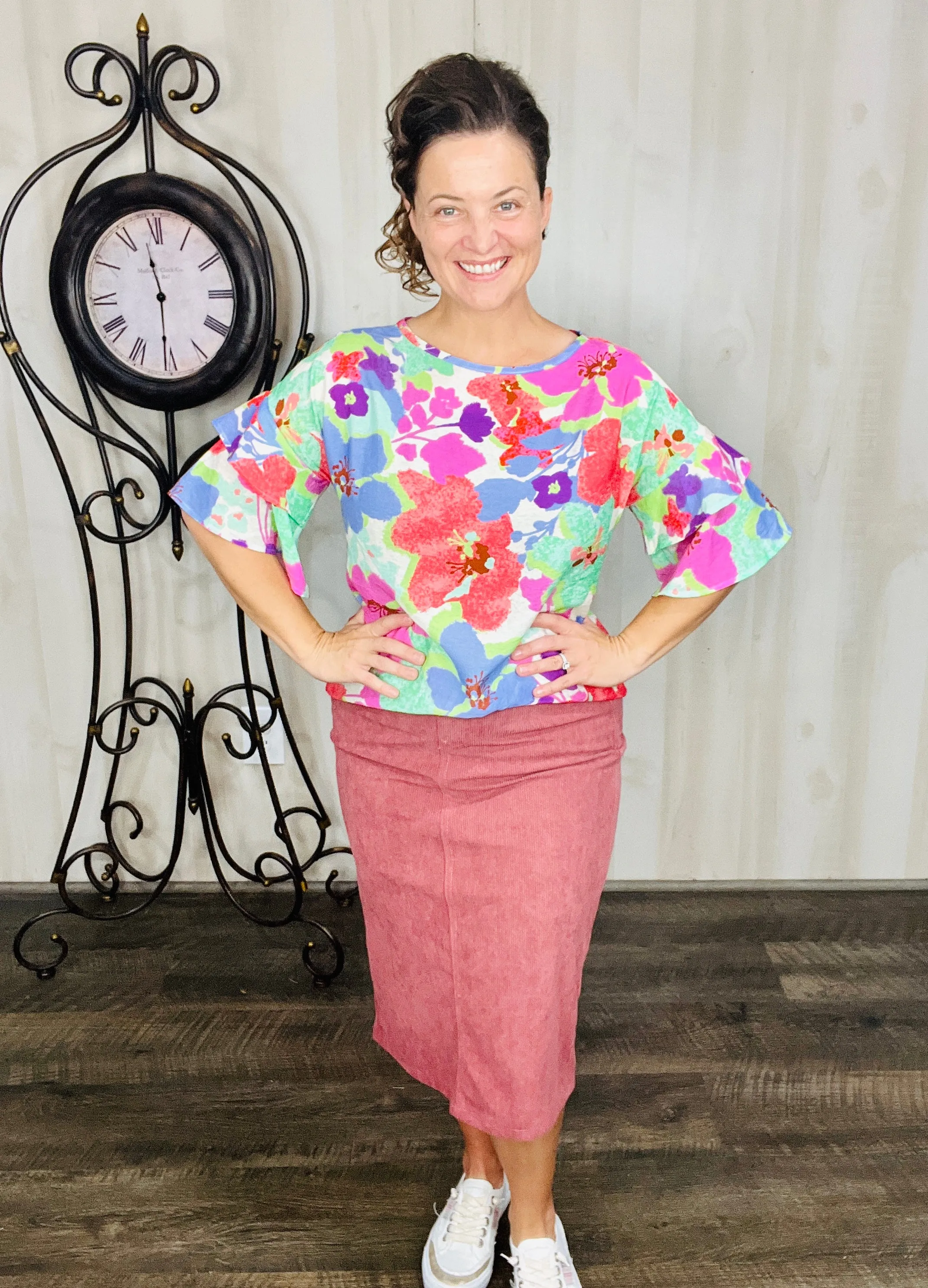 Lazy Summer Days Blue & Green Floral Top