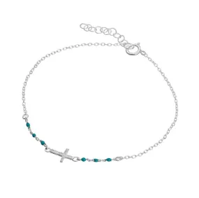 Luisa Turquoise Cross bracelet Silver