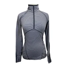 Lululemon 1/4 Zip Pullover Shirt in Black/Grey Stripes - Women's 8 (Medium)