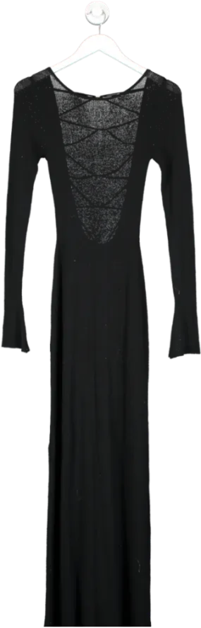 Meshki Black Talia Maxi Open Back Knit Dress UK S