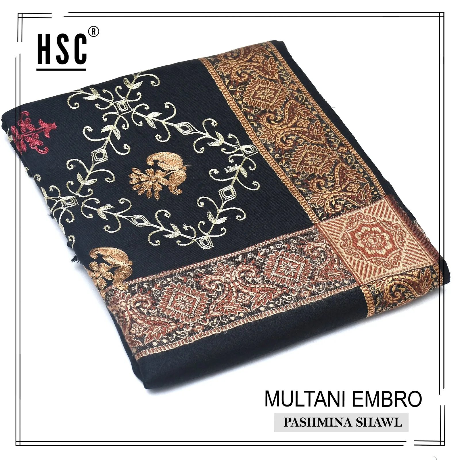 Multani Embro Pashmina Shawl For Ladies - MES10