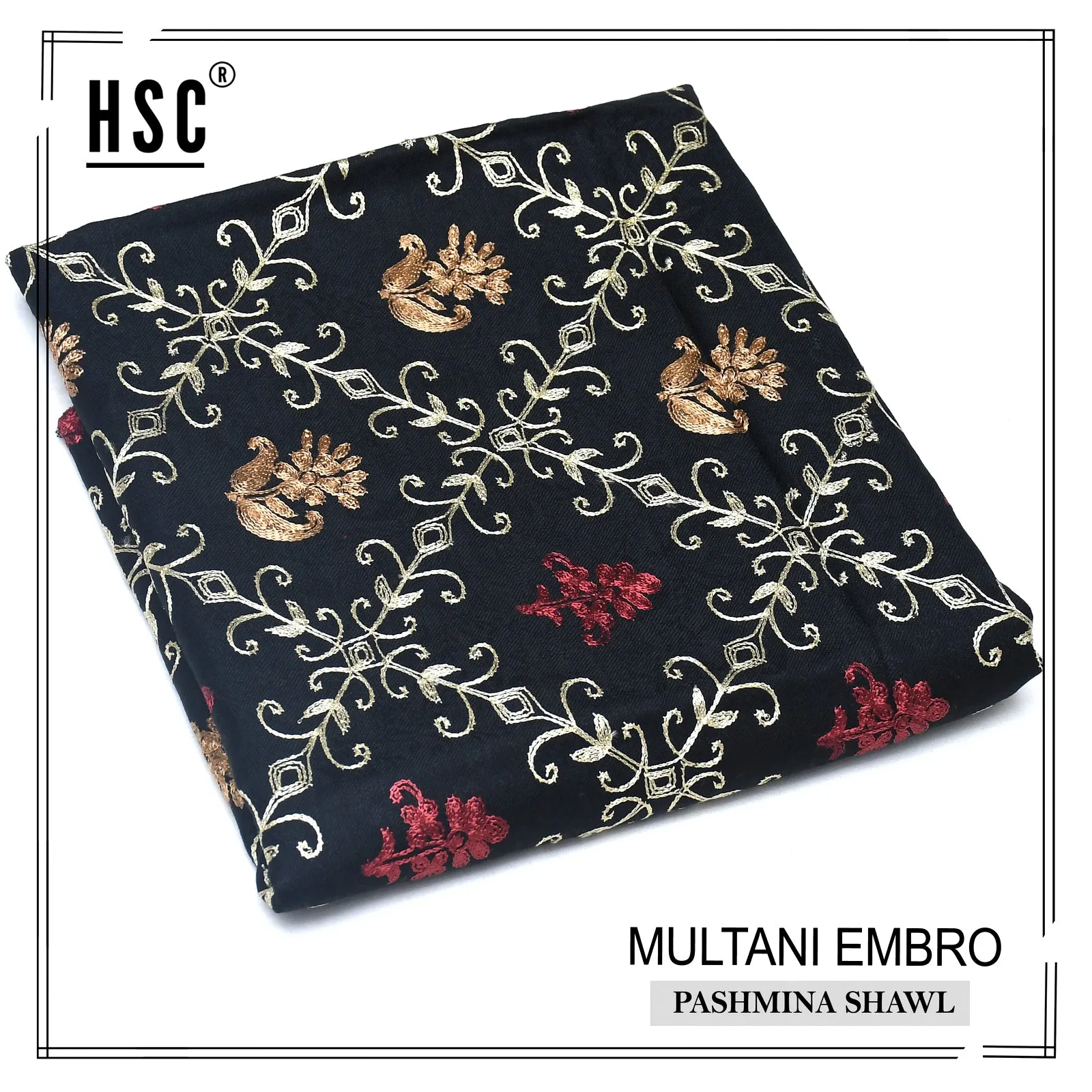 Multani Embro Pashmina Shawl For Ladies - MES10