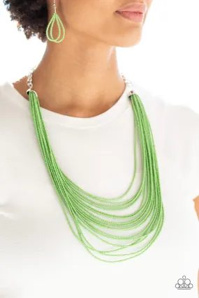 Paparazzi Peacefully Pacific Green Necklace Set