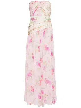 PINTIL STRAPLESS FLORAL GOWN DRESS