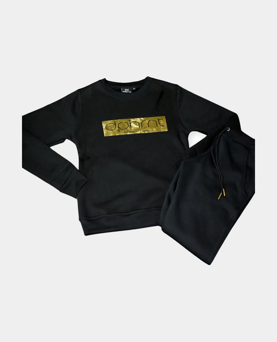 "DPHRNT" Gold Foil Pullover Jogger Set