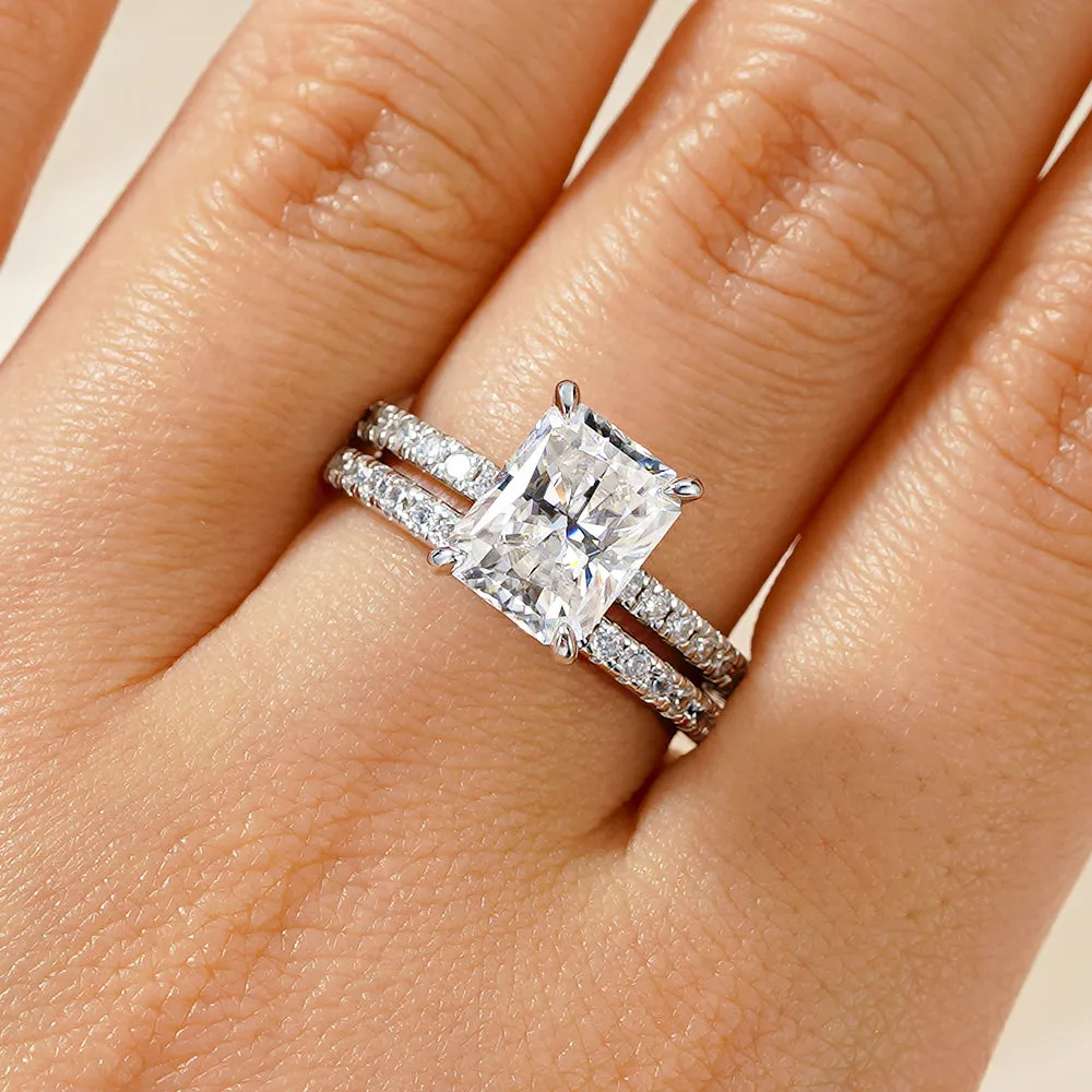 Radiant Cut Moissanite Bridal Set