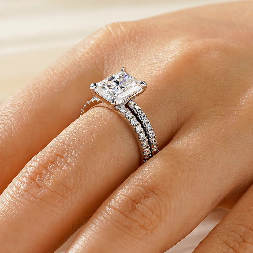 Radiant Cut Moissanite Bridal Set