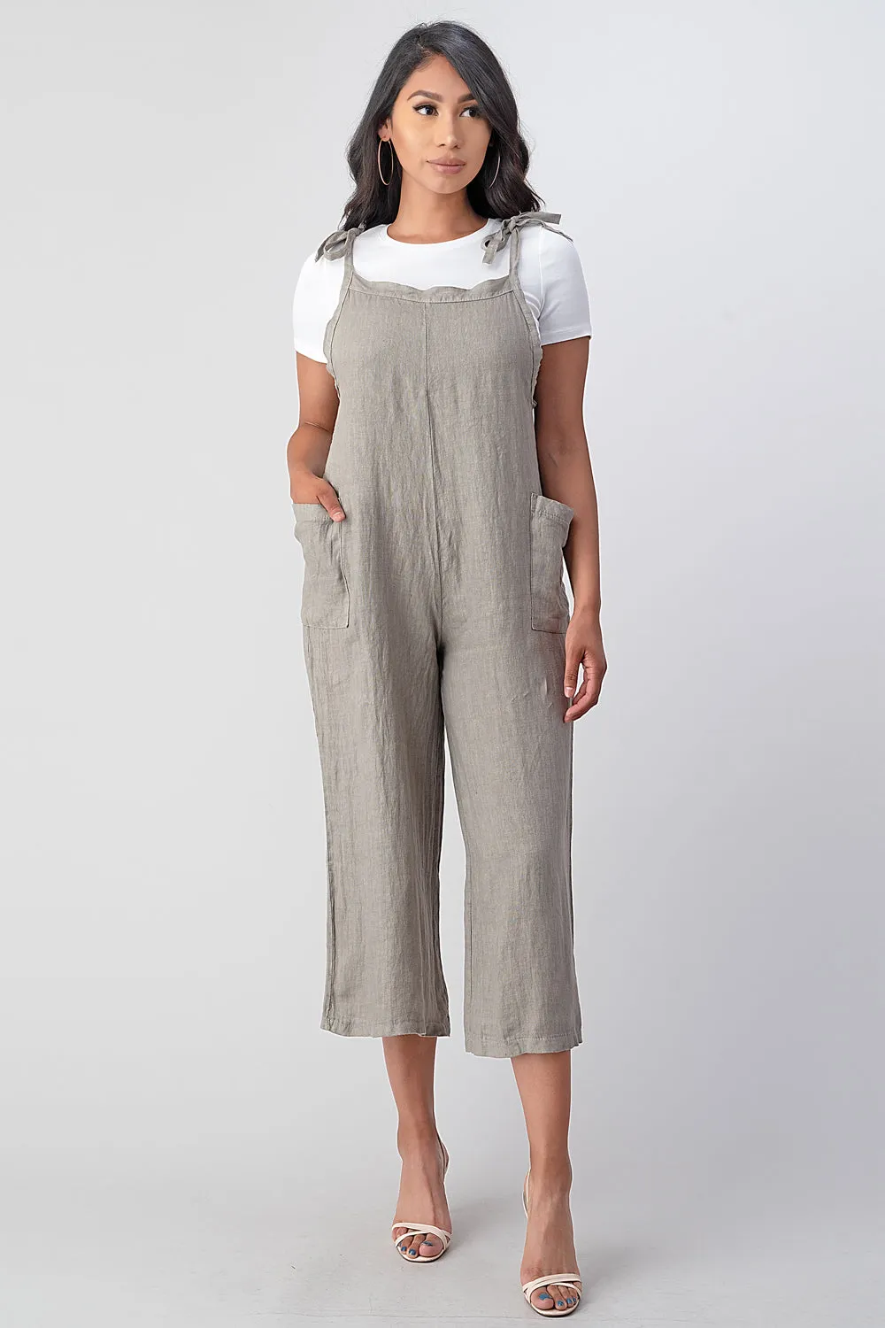 Raw Moda Sides Adjustable Linen Romper